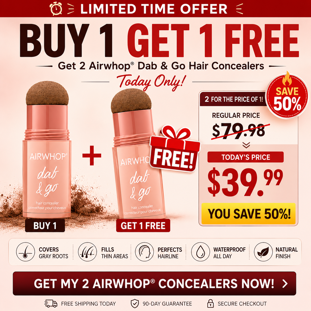 Marvyo® 10-Second Hair Concealer  Cover Grays • Fill Thin Areas • Perfect Your Hairline